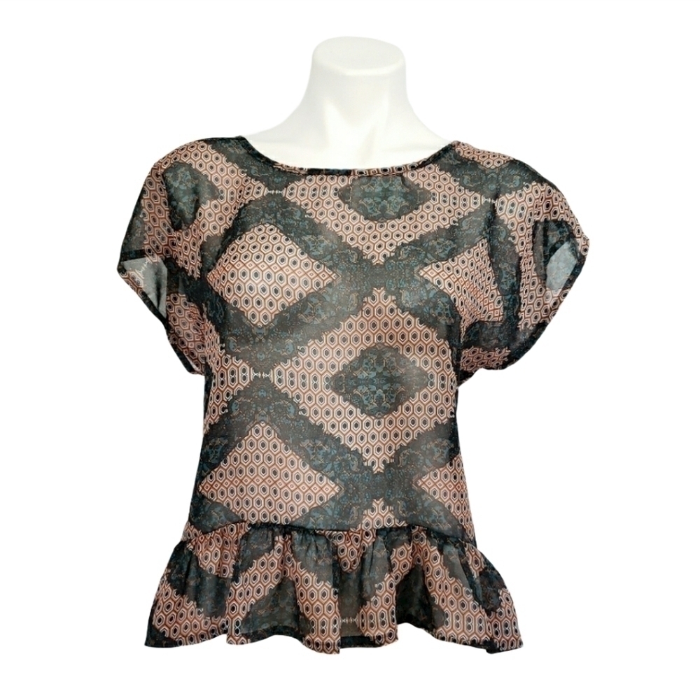 Style Signature Style Sheer High Low Ruffle Top
